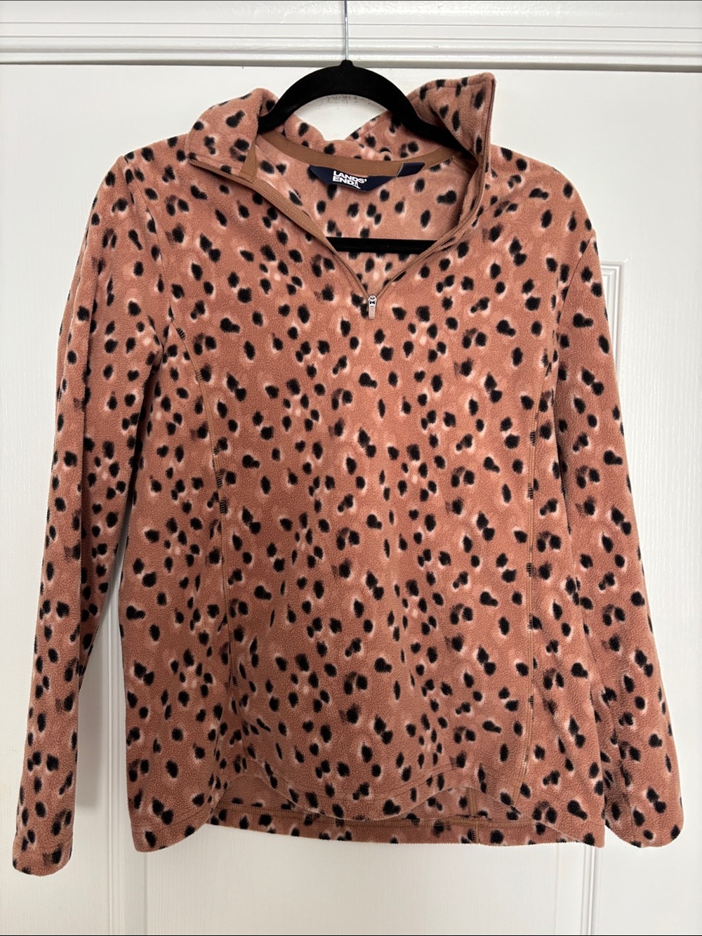 Lands' End Women's Cheetah Half-Zip Fleece Pullover